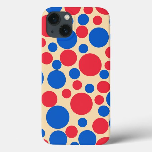 Coques Case-Mate iPhone Points Rouge Et Bleu Sur Tan (Verso)