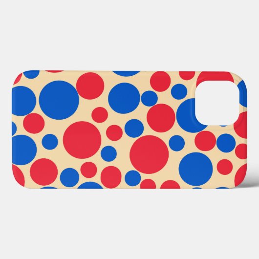 Coques Case-Mate iPhone Points Rouge Et Bleu Sur Tan (Verso (horizontal))