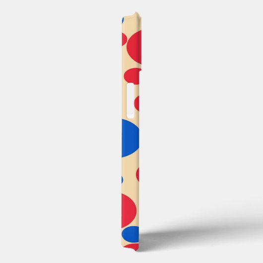 Coques Case-Mate iPhone Points Rouge Et Bleu Sur Tan (Verso / Droite)