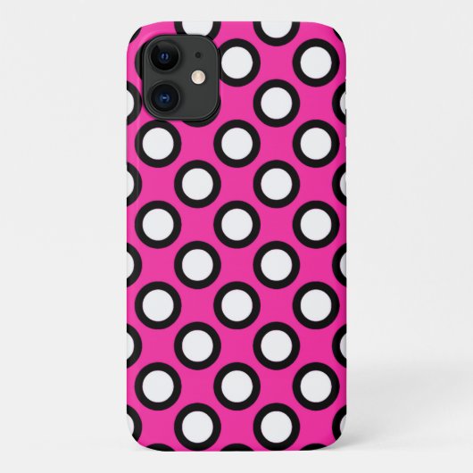 Coques Case-Mate iPhone Points tournés, fuchsia, noir et blanc (Dos)