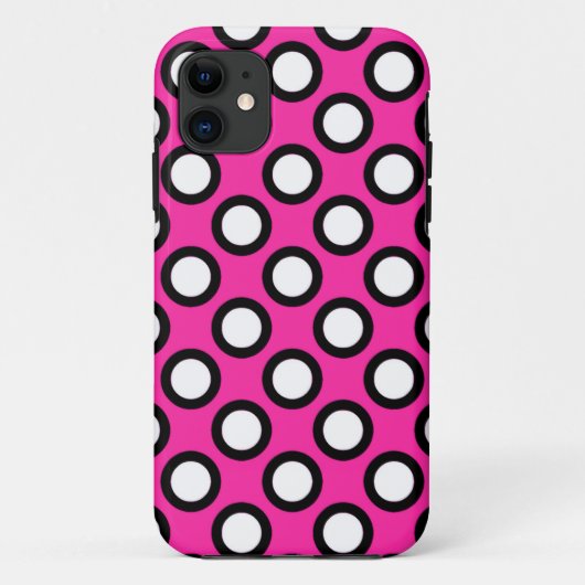 Coques Case-Mate iPhone Points tournés, fuchsia, noir et blanc (Dos)