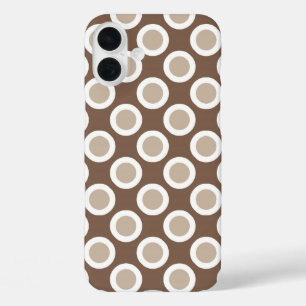 iPhone 16 Plus Case Points tournés rétro, tons taupe