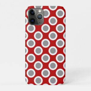 Coques Pour iPhone Points tournés rétros, rouge profond et gris