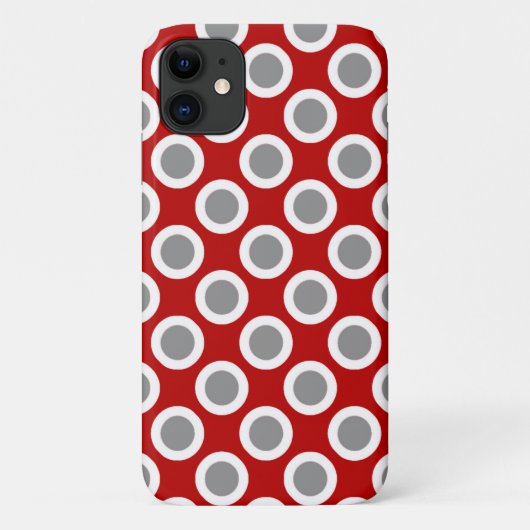 Coques Case-Mate iPhone Points tournés rétros, rouge profond et gris (Dos)