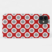 Coques Case-Mate iPhone Points tournés rétros, rouge profond et gris (Dos (Horizontal))