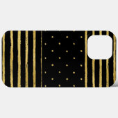 Coques Case-Mate iPhone Points triés Monogramme Noir Or (Verso (horizontal))