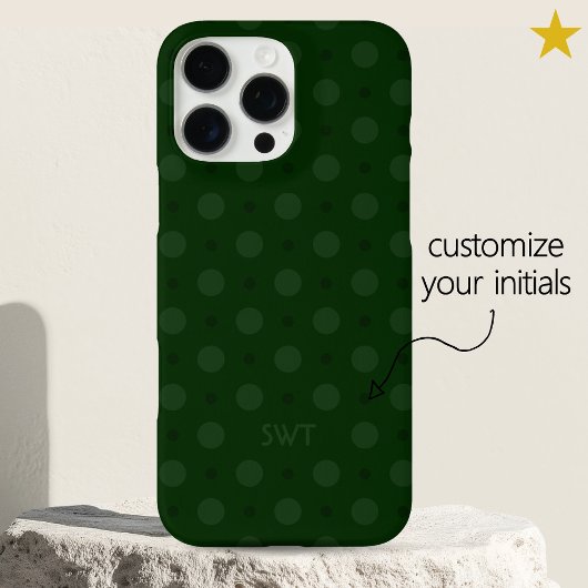 Coques Case-Mate iPhone Points verts classiques personnalisables avec init