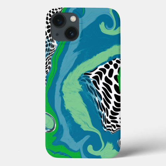 Coques Case-Mate iPhone Points verts et bleus, noirs et blancs Sage Abstra (Verso)