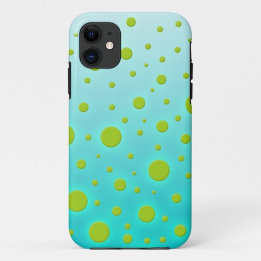 Coques Case-Mate iPhone Points verts sur un design amusant turquoise (Dos)