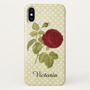 Case-Mate iPhone Case Pois antique de parchemin de rose rouge