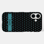 Coques Case-Mate iPhone Pois Aqua Avec Nom (Verso (horizontal))