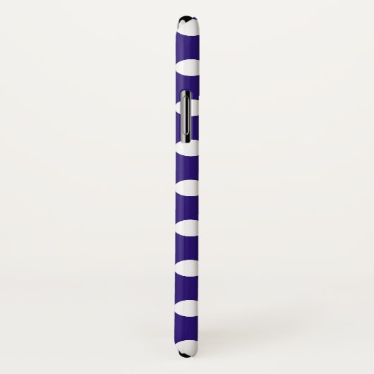 Coques Case-Mate iPhone Pois blancs sur bleu foncé (Dos/Droite)