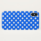 Coques Case-Mate iPhone Pois blancs sur bleu royal (Dos (Horizontal))