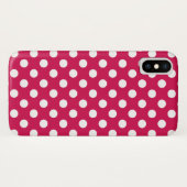 Coques Case-Mate iPhone Pois blancs sur cerise (Dos (Horizontal))