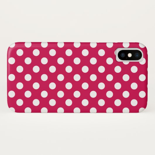 Coques Case-Mate iPhone Pois blancs sur cerise (Dos (Horizontal))