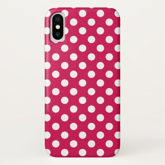 Coques Case-Mate iPhone Pois blancs sur cerise (Dos)