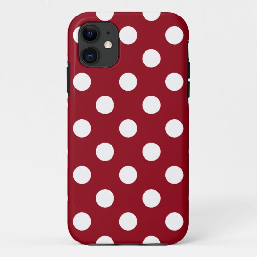 Coques Case-Mate iPhone Pois blancs sur Crimson Red (Dos)