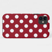 Coques Case-Mate iPhone Pois blancs sur Crimson Red (Dos (Horizontal))