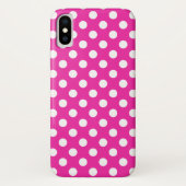 Coques Case-Mate iPhone Pois blancs sur fuchsia (Dos)
