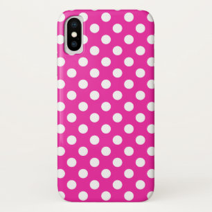 Coques Pour iPhone Pois blancs sur fuchsia