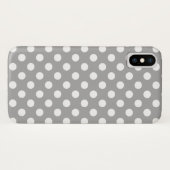 Coques Case-Mate iPhone Pois blancs sur gris (Dos (Horizontal))