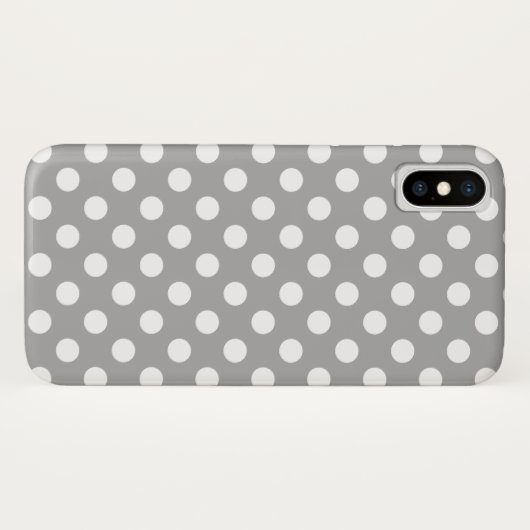 Coques Case-Mate iPhone Pois blancs sur gris (Dos (Horizontal))