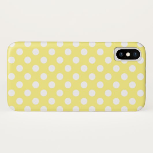 Coques Case-Mate iPhone Pois blancs sur jaune citron (Dos (Horizontal))
