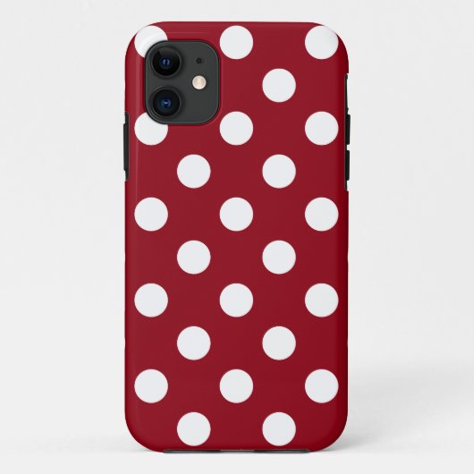 Coques Case-Mate iPhone Pois blancs sur le rouge Crimson (Dos)
