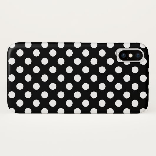 Coques Case-Mate iPhone Pois blancs sur noir (Dos (Horizontal))