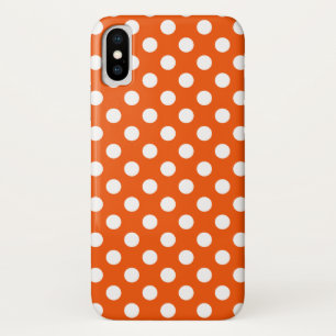 Coque iPhone X Pois blancs sur orange