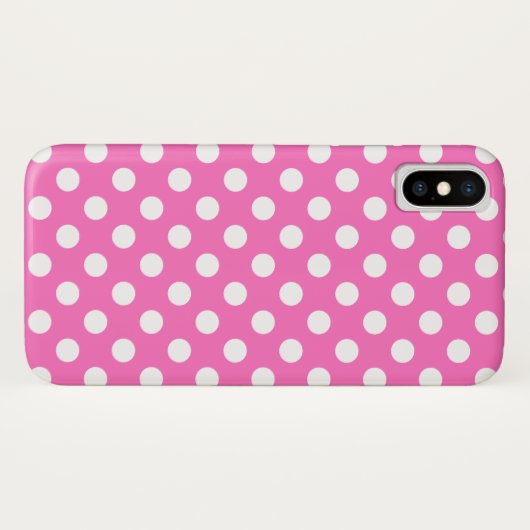 Coques Case-Mate iPhone Pois blancs sur rose (Dos (Horizontal))