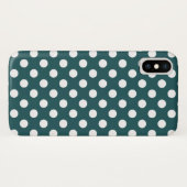 Coques Case-Mate iPhone Pois blancs sur turquoise (Dos (Horizontal))
