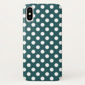 Coques Case-Mate iPhone Pois blancs sur turquoise (Dos)