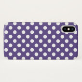 Coques Case-Mate iPhone Pois blancs sur ultra violet (Dos (Horizontal))
