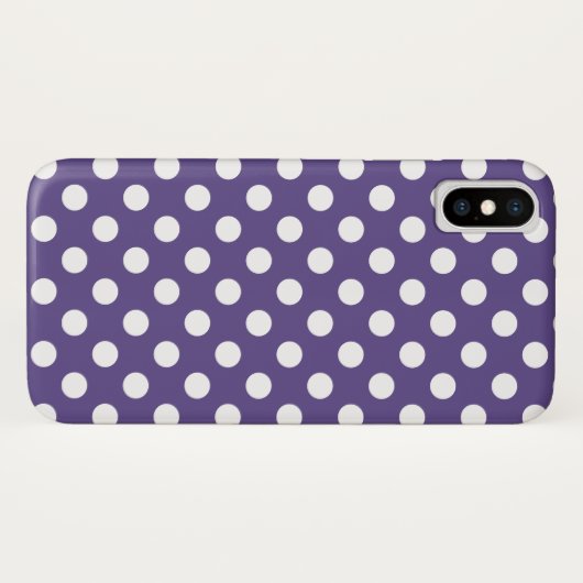 Coques Case-Mate iPhone Pois blancs sur ultra violet (Dos (Horizontal))
