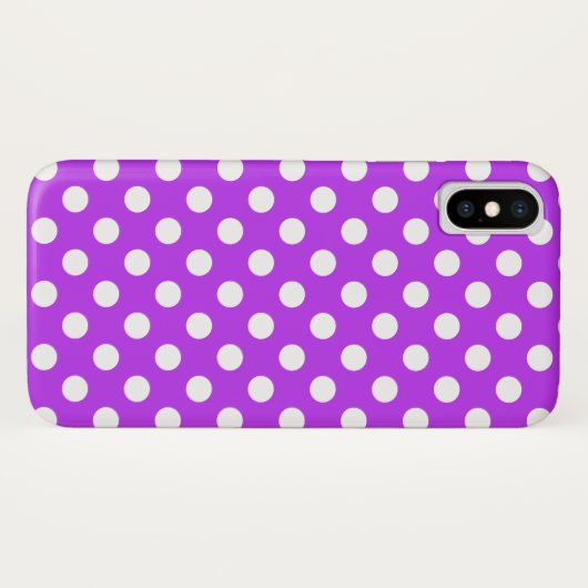 Coques Case-Mate iPhone Pois blancs sur violet clair (Dos (Horizontal))