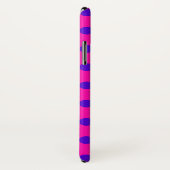 Coques Case-Mate iPhone Pois bleus sur fuchsia (Dos/Droite)