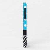 Coques Case-Mate iPhone Pois bleus Zebra Stripes Nom noir (Dos/Gauche)