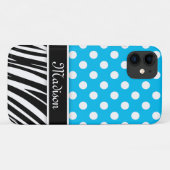 Coques Case-Mate iPhone Pois bleus Zebra Stripes Nom noir (Dos (Horizontal))