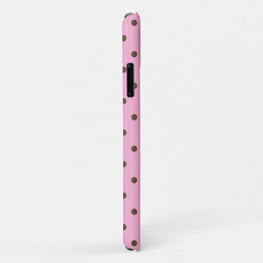 Coques Case-Mate iPhone pois bruns sur rose (Dos/Droite)