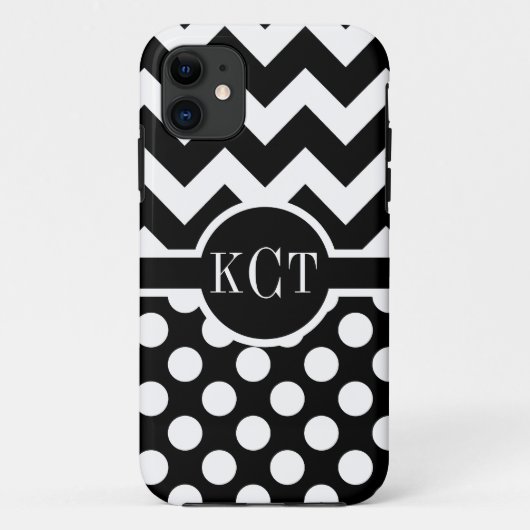Coques Case-Mate iPhone Pois Chevron Motif Monogramme (Dos)