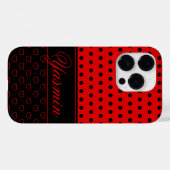 Coques Case-Mate iPhone Pois cool Design Rouge Et Noir, Nom Personnalisé (Verso (horizontal))