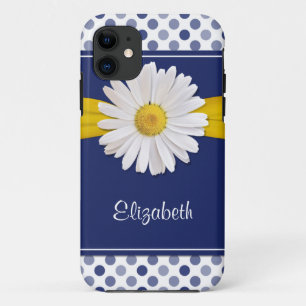 Coque Case-Mate Pour iPhone Pois Daisy Navy Blue Ribbon