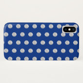 Coques Case-Mate iPhone Pois d'argent sur un arrière - plan bleu royal. (Dos (Horizontal))