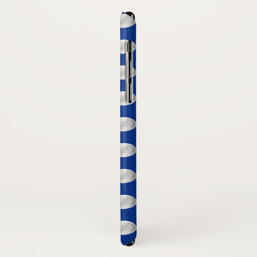 Coques Case-Mate iPhone Pois d'argent sur un arrière - plan bleu royal. (Dos/Gauche)