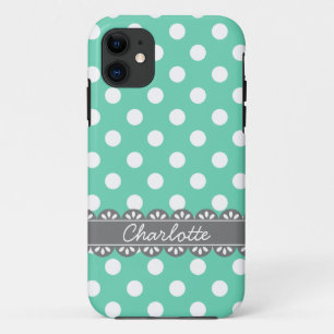 Etui iPhone Case-Mate Pois de menthe et dentelle grise à la mode