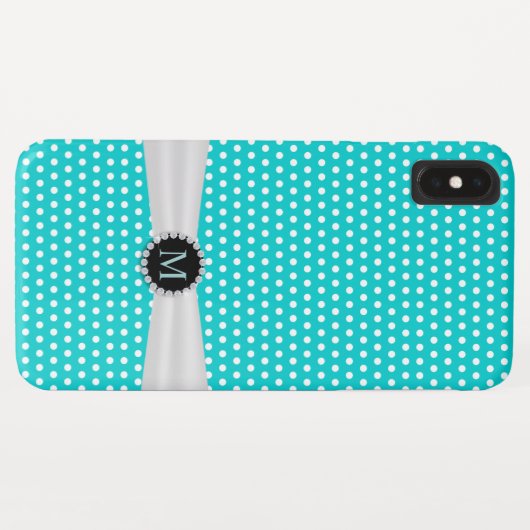 Coques Case-Mate iPhone Pois de ruban turquoise et ivoire (Dos (Horizontal))