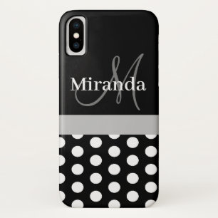 Case-Mate iPhone Case Pois de script de monogramme gris noir