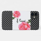 Coques Case-Mate iPhone Pois de Shabby Chic Rose (Dos (Horizontal))