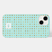 Coques Case-Mate iPhone Pois d'or sur Motif vert à la menthe (Verso (horizontal))